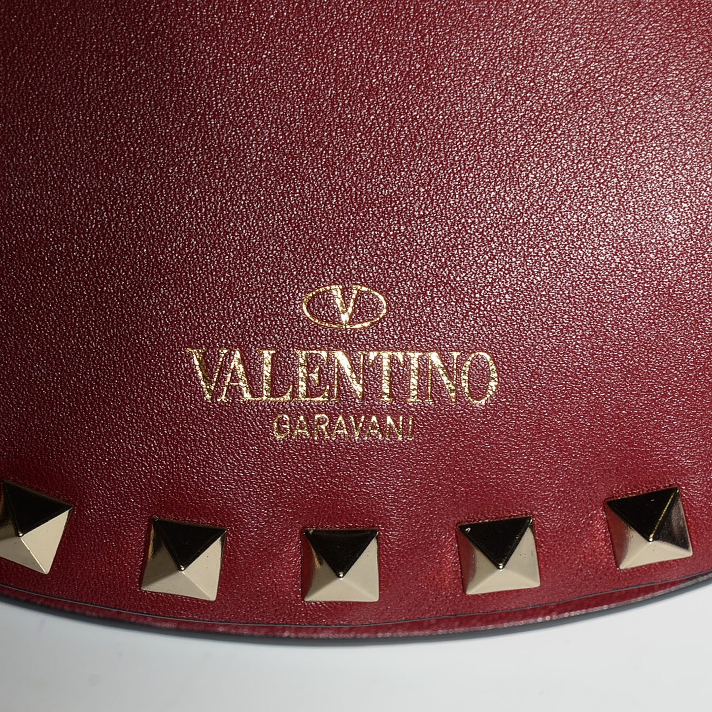 Vitello Rockstud Halfmoon Saddle Bag Maroon