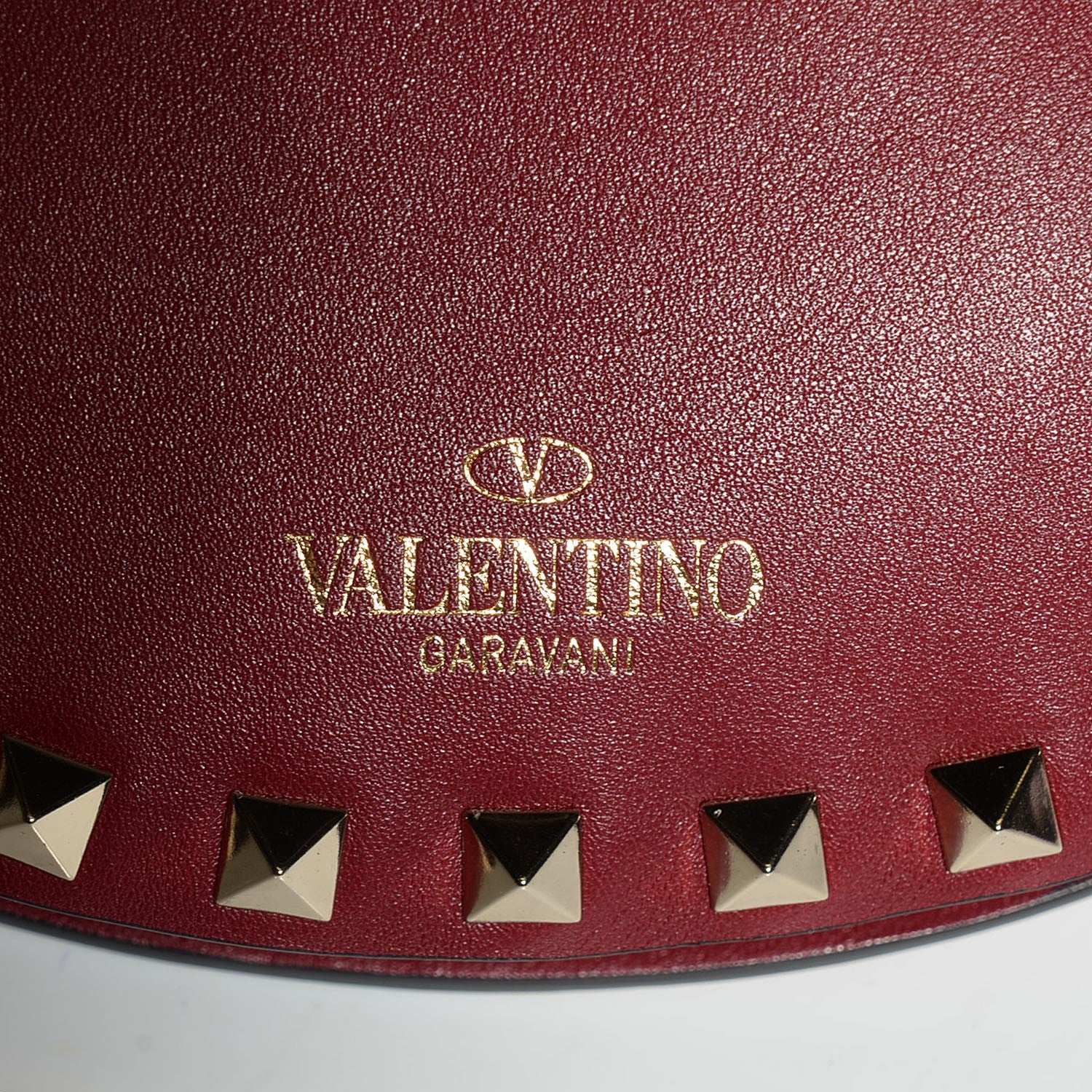 Valentino Garavani Vitello Rockstud Halfmoon Saddle Bag Maroon 6 of 8