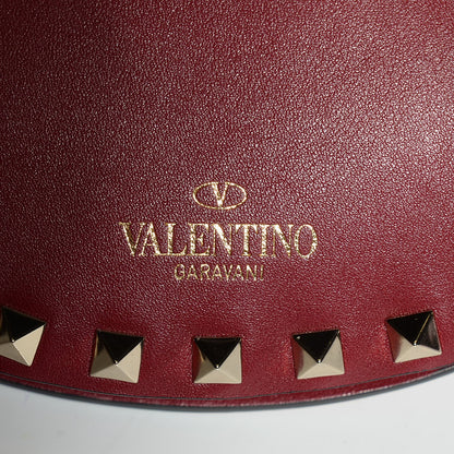 Valentino Garavani Vitello Rockstud Halfmoon Saddle Bag Maroon 6 of 8