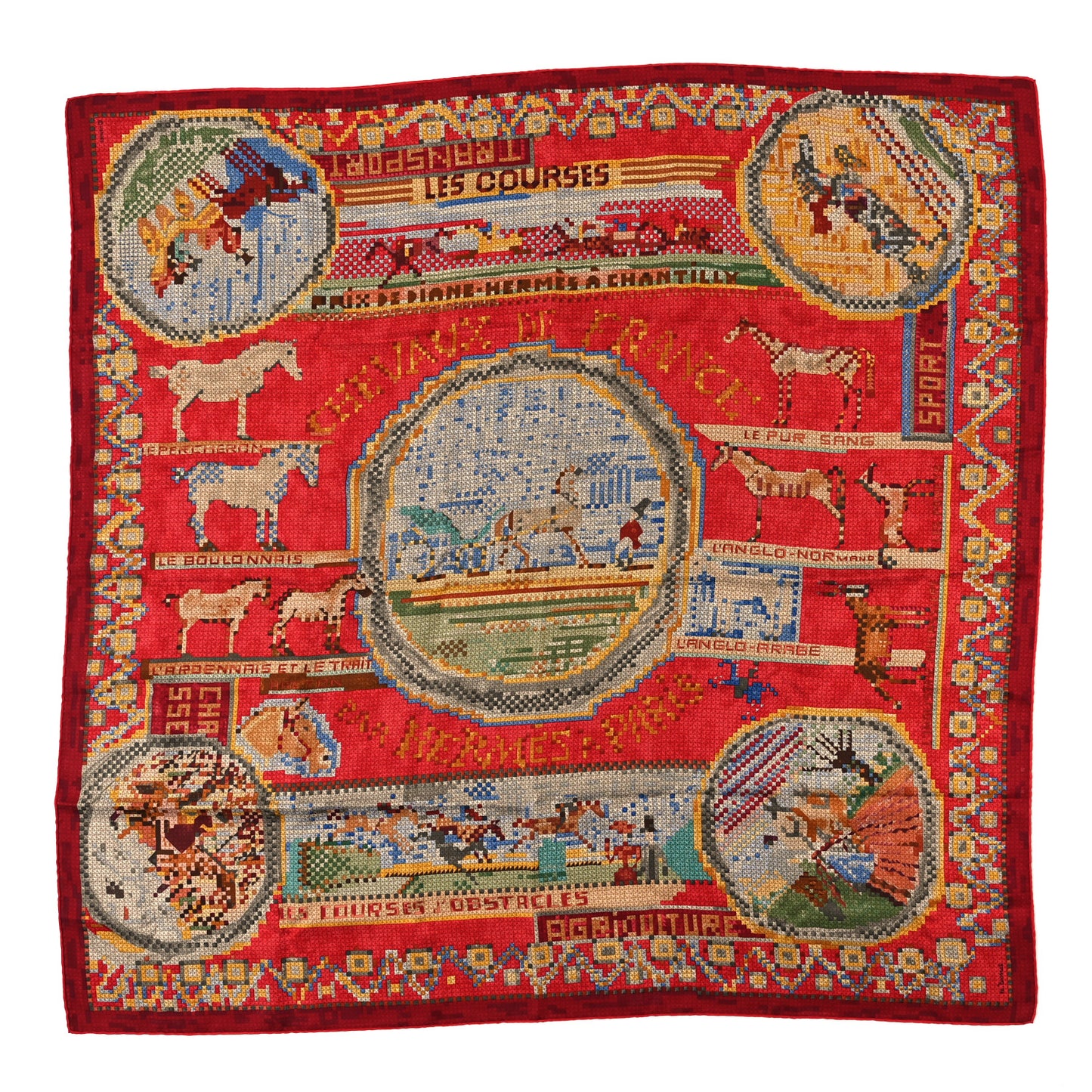 Silk Chevaux De France Scarf 90