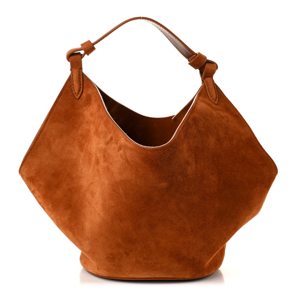 Khaite Suede Calfskin Mini Lotus Tote Caramel 1 of 11