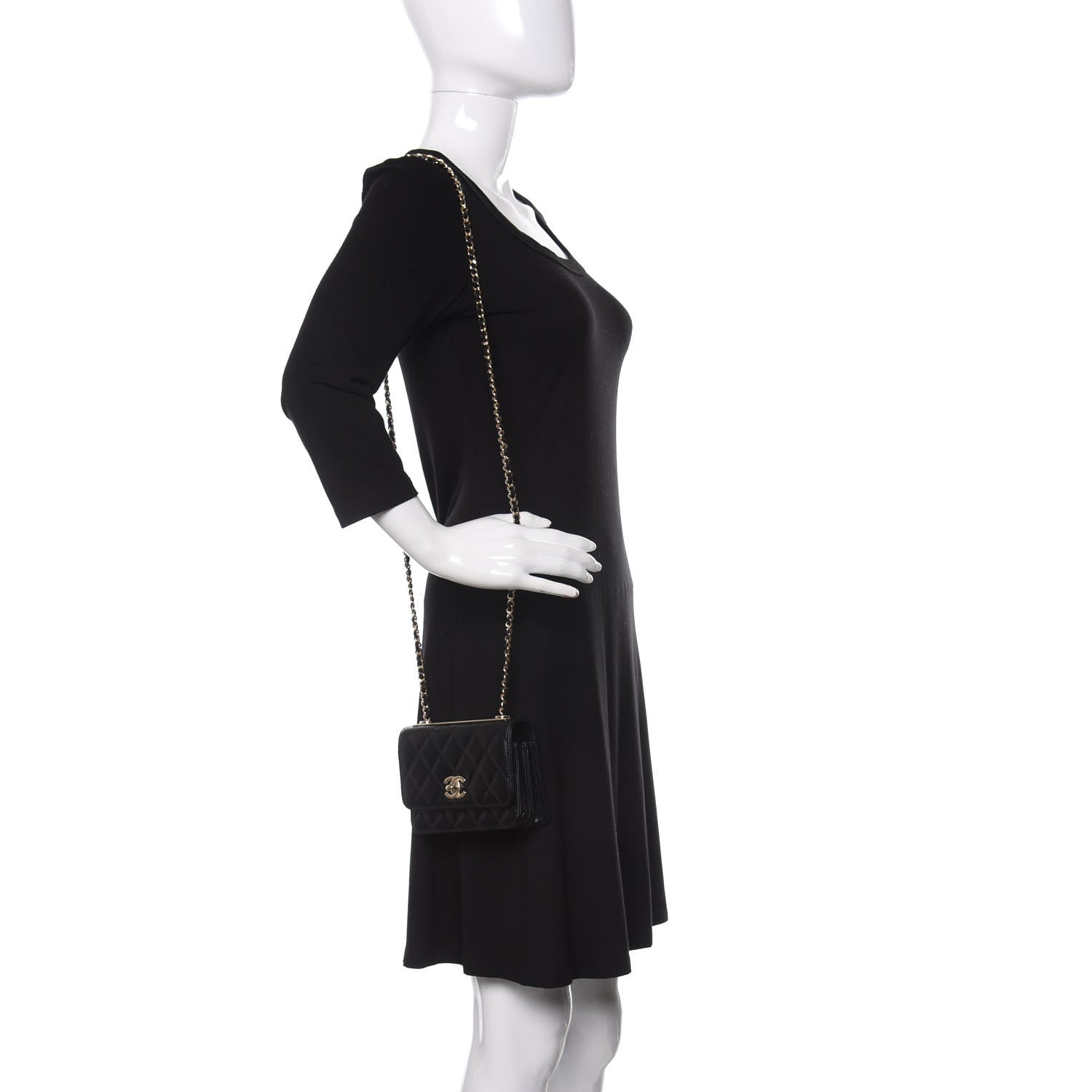 Chanel Lambskin Quilted Mini Trendy CC Wallet On Chain WOC Black 2 of 9