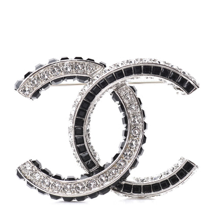 Chanel Baguette Crystal CC Brooch Silver Black 1 of 4