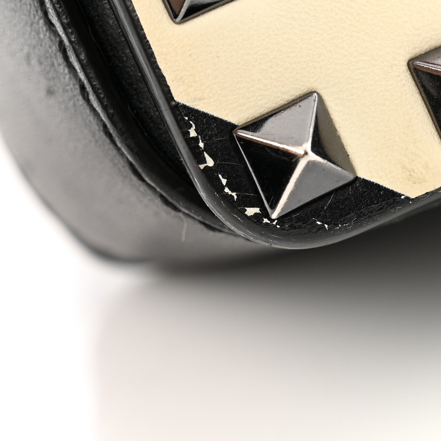 Valentino Garavani Vitello Chevron Medium Rockstud Flip Lock Crossbody Bag Light Ivory Black 14 of 14