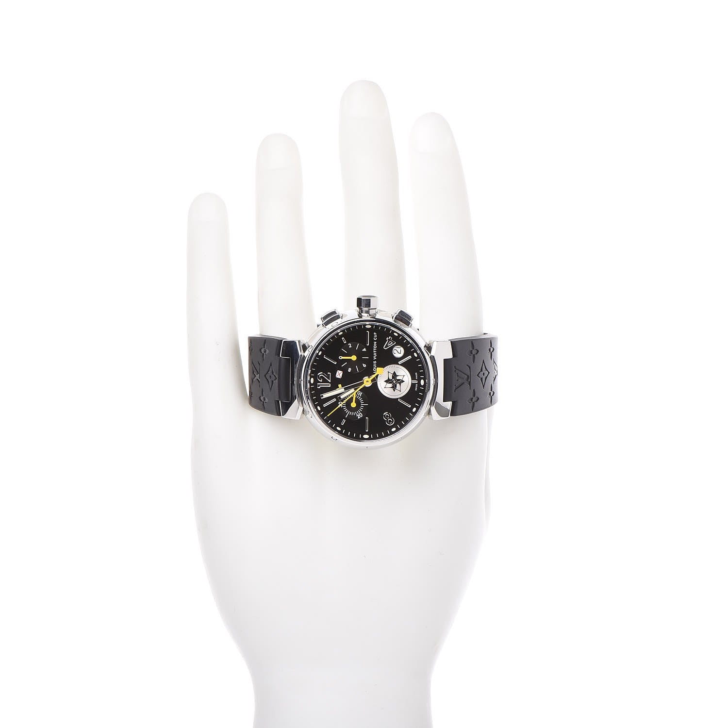 Louis Vuitton Stainless Steel Rubber 39mm Tambour Lovely Cup Quartz Watch Black 2 of 5