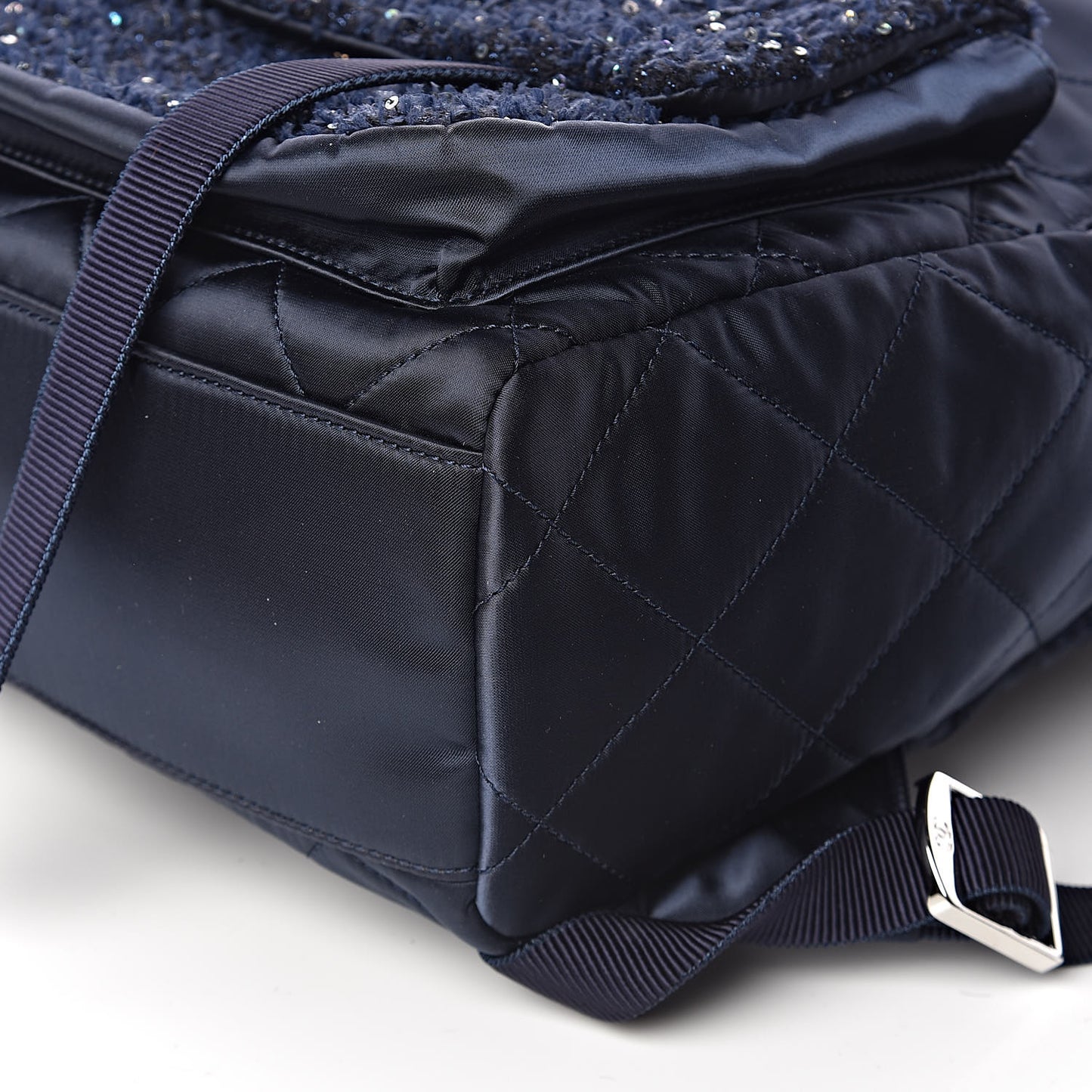 Tweed Nylon Quilted Astronaut Essentials Backpack Navy