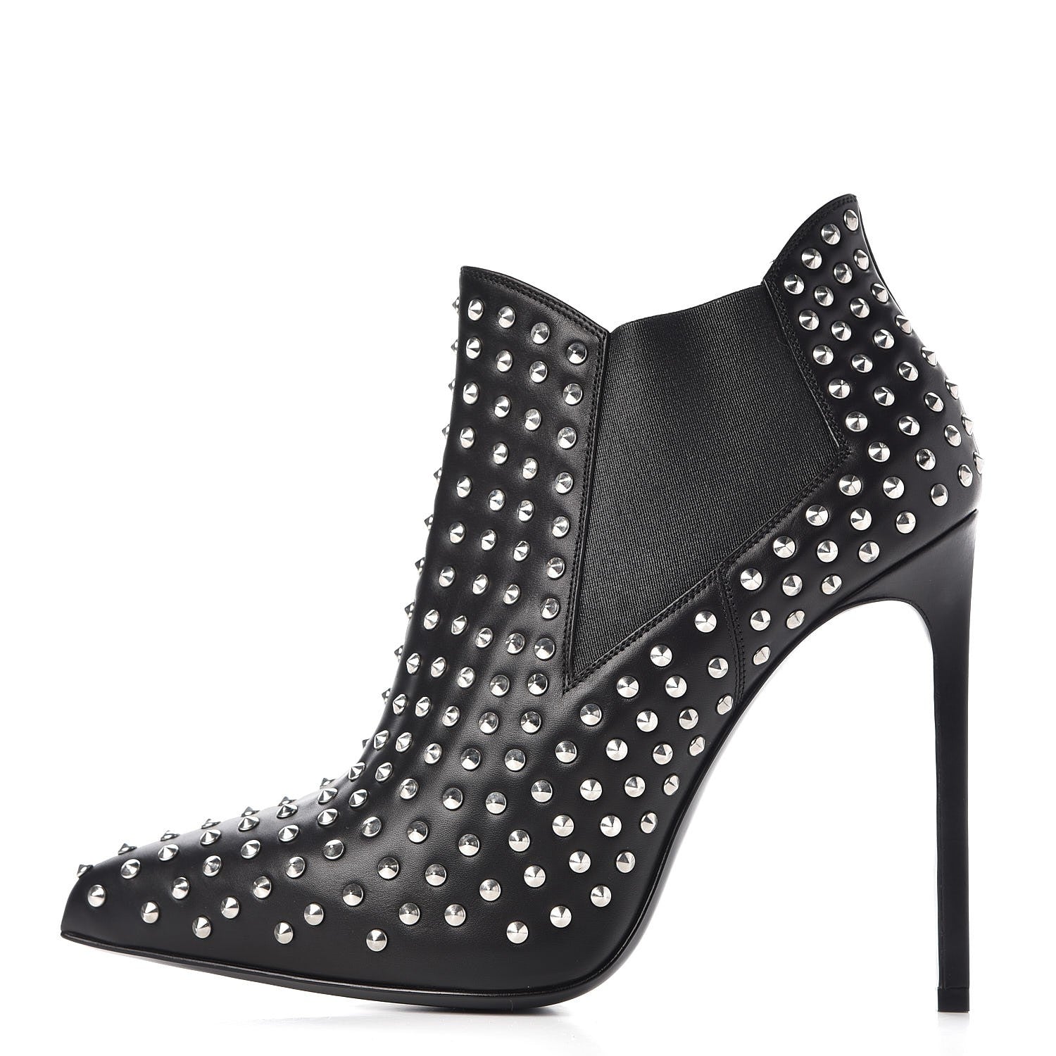 Saint Laurent Calfskin Studded Ankle Booties Black 1 of 9