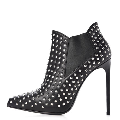 Saint Laurent Calfskin Studded Ankle Booties Black 1 of 9