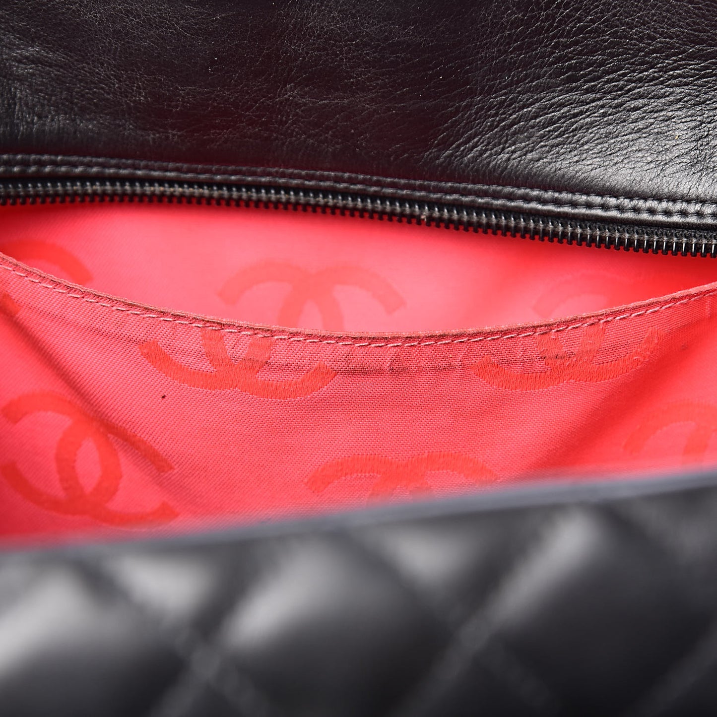 Calfskin Quilted Large Cambon Multipocket Reporter Black