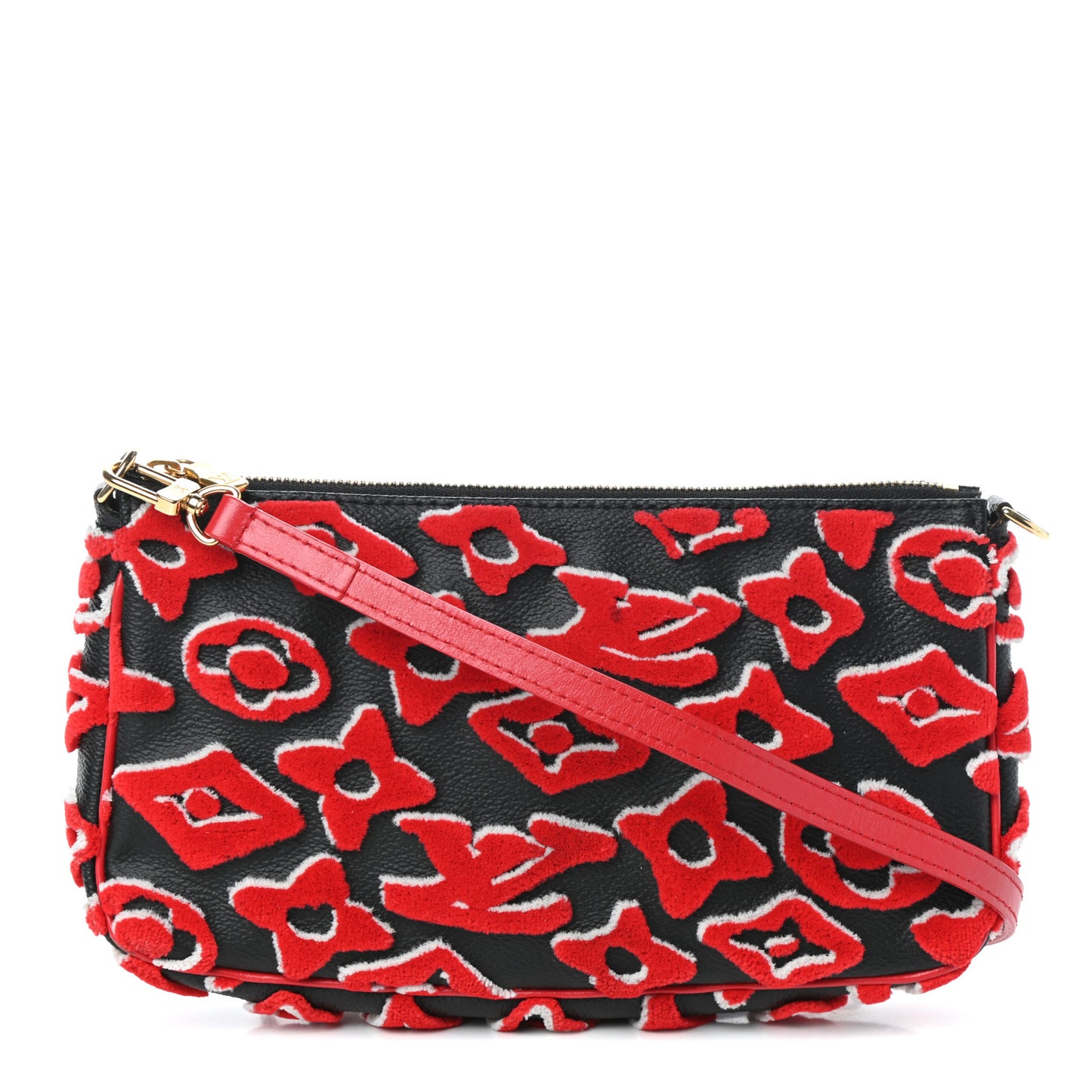 X UF Tufted Monogram Pochette Accessories Black Red