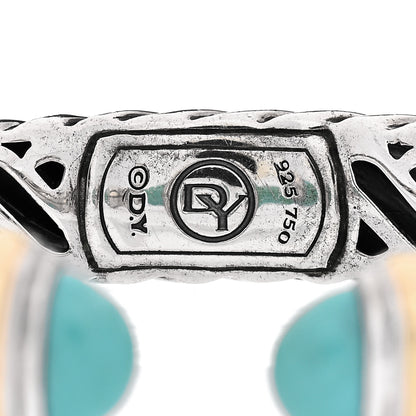 David Yurman Sterling Silver 18K Yellow Gold Turquoise 10mm Waverly Bracelet 3 of 3