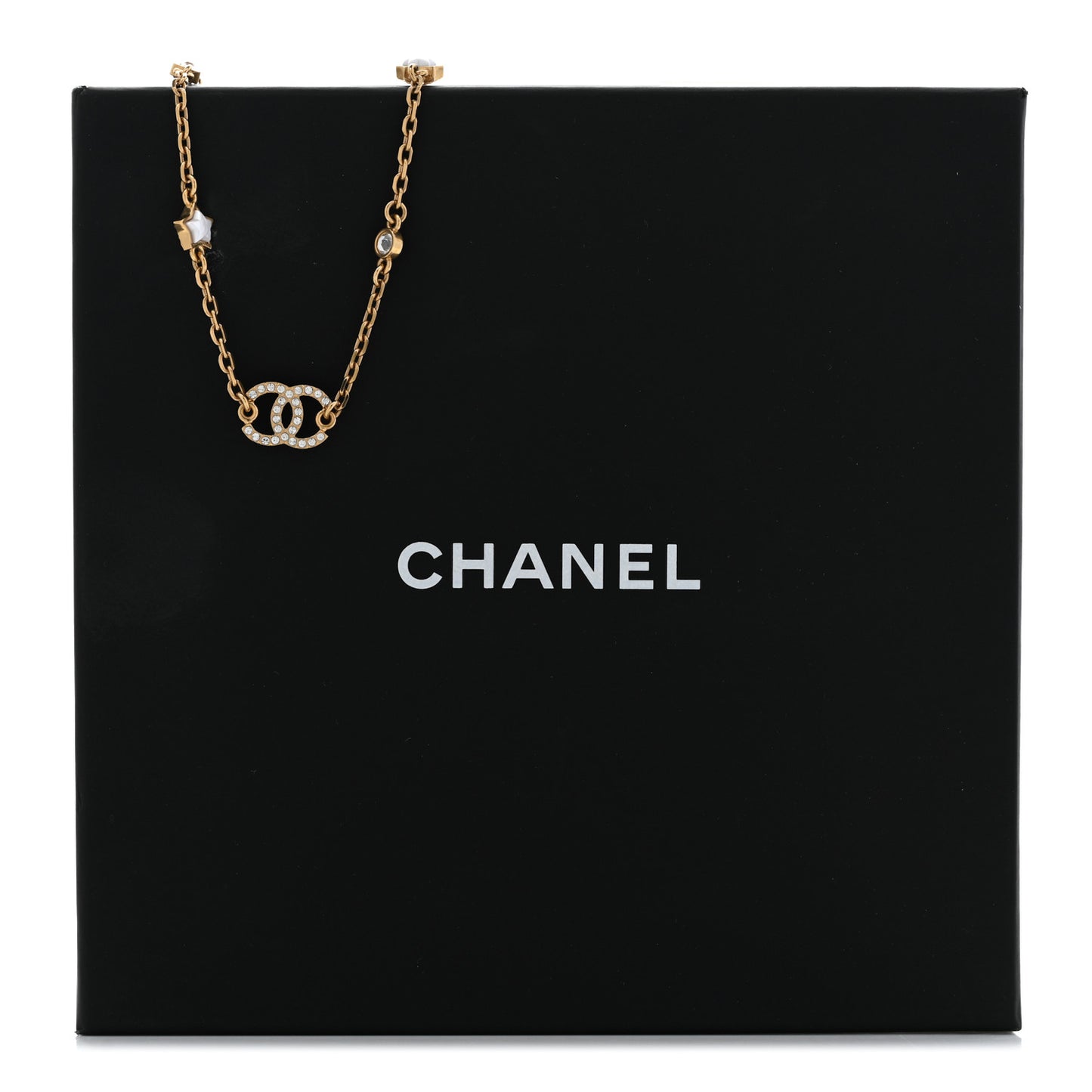 Metal Crystal CC Star Necklace Gold