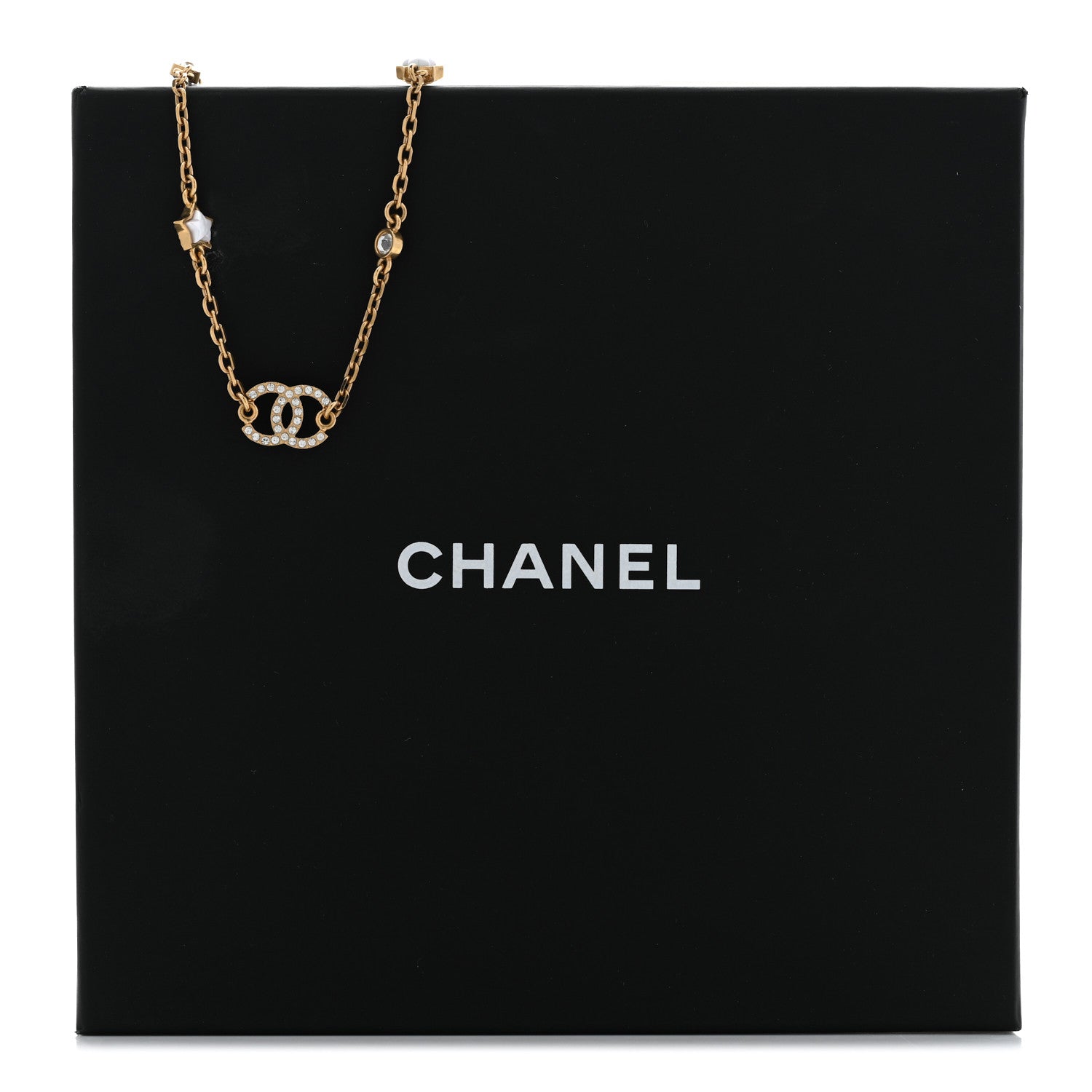 Chanel Metal Crystal CC Star Necklace Gold 7 of 7