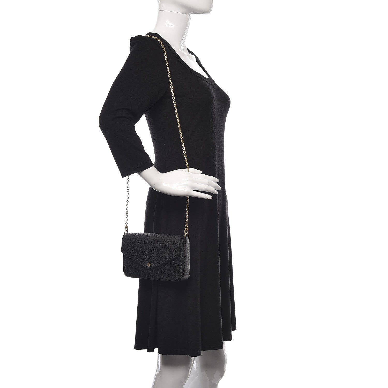 Louis Vuitton Empreinte Pochette Felicie Chain Wallet Black 2 of 10