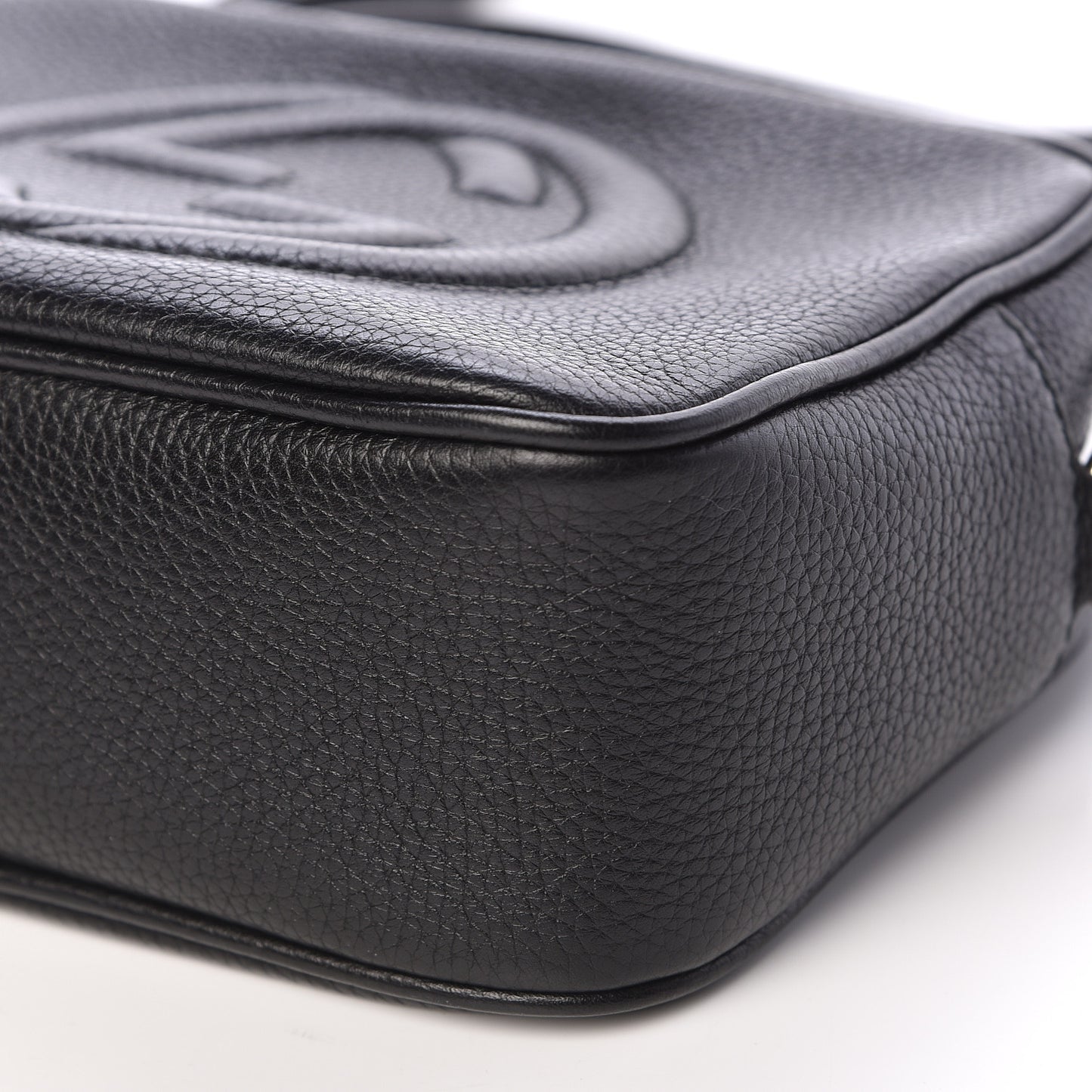 Pebbled Calfskin Small Soho Disco Bag Black