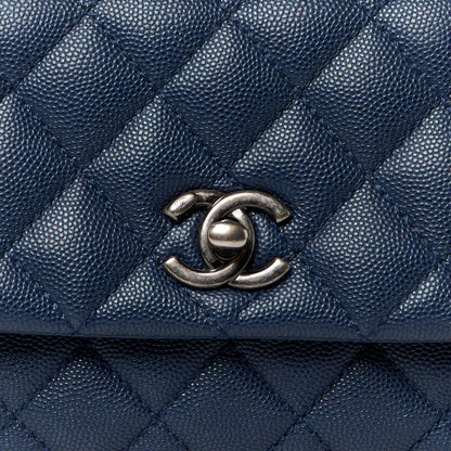 Chanel Caviar Quilted Mini Coco Handle Flap Navy Blue Blue 9 of 11