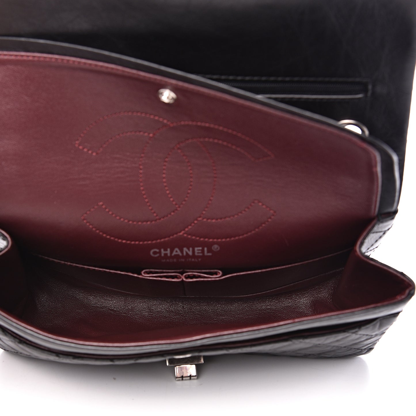 Aged Calfskin Quilted 2.55 Reissue 225 Flap Black