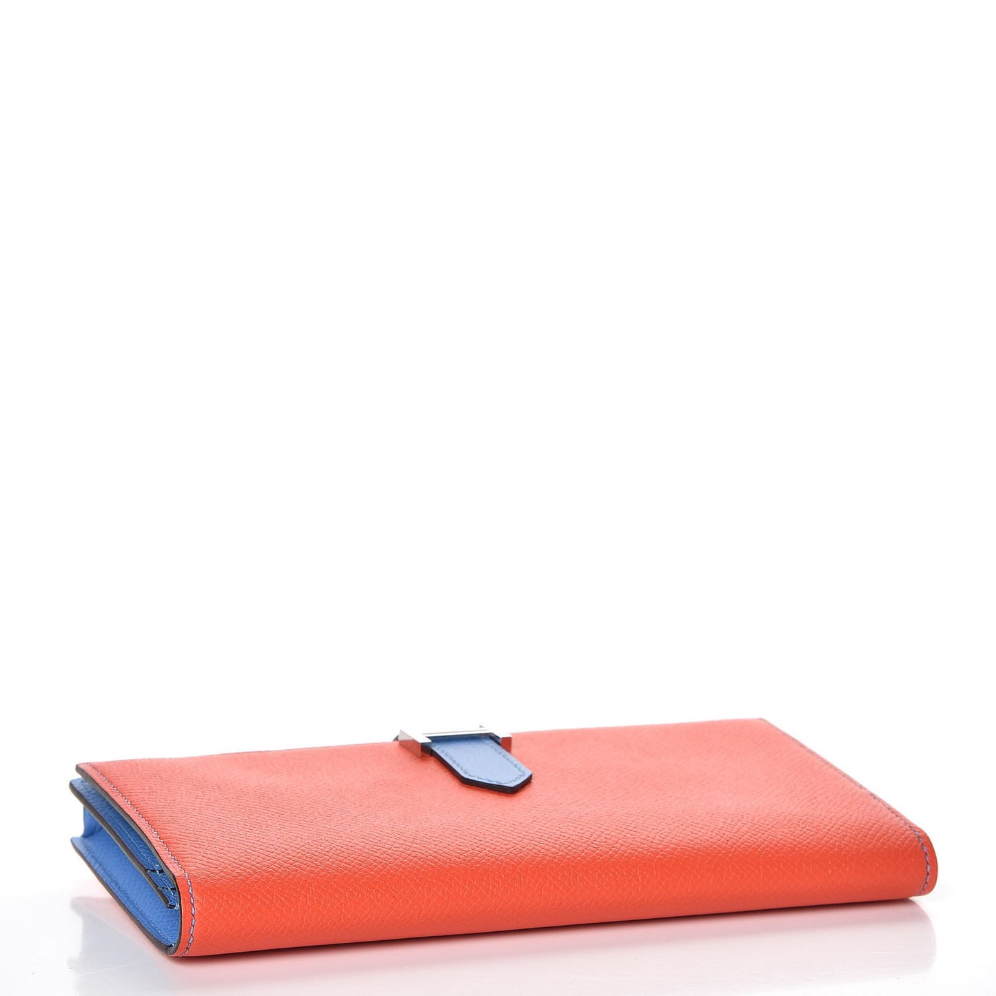 Epsom Bicolor Bearn Gusset Wallet Orange Poppy Bleu Paradis
