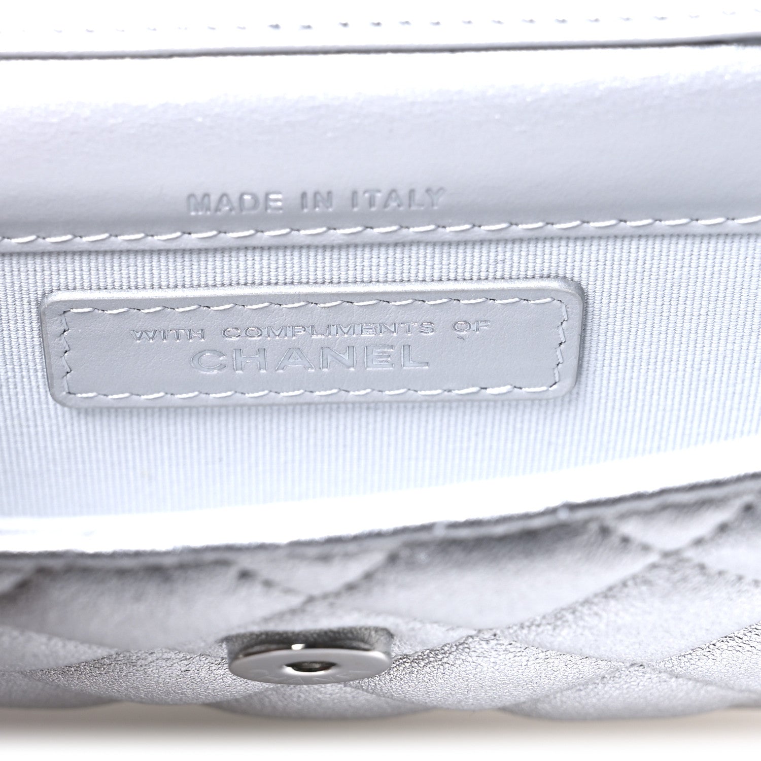 Chanel Metallic Goatskin Quilted Crystal CC Walk Of Fame Clutch With Chain Silver 6 of 11
