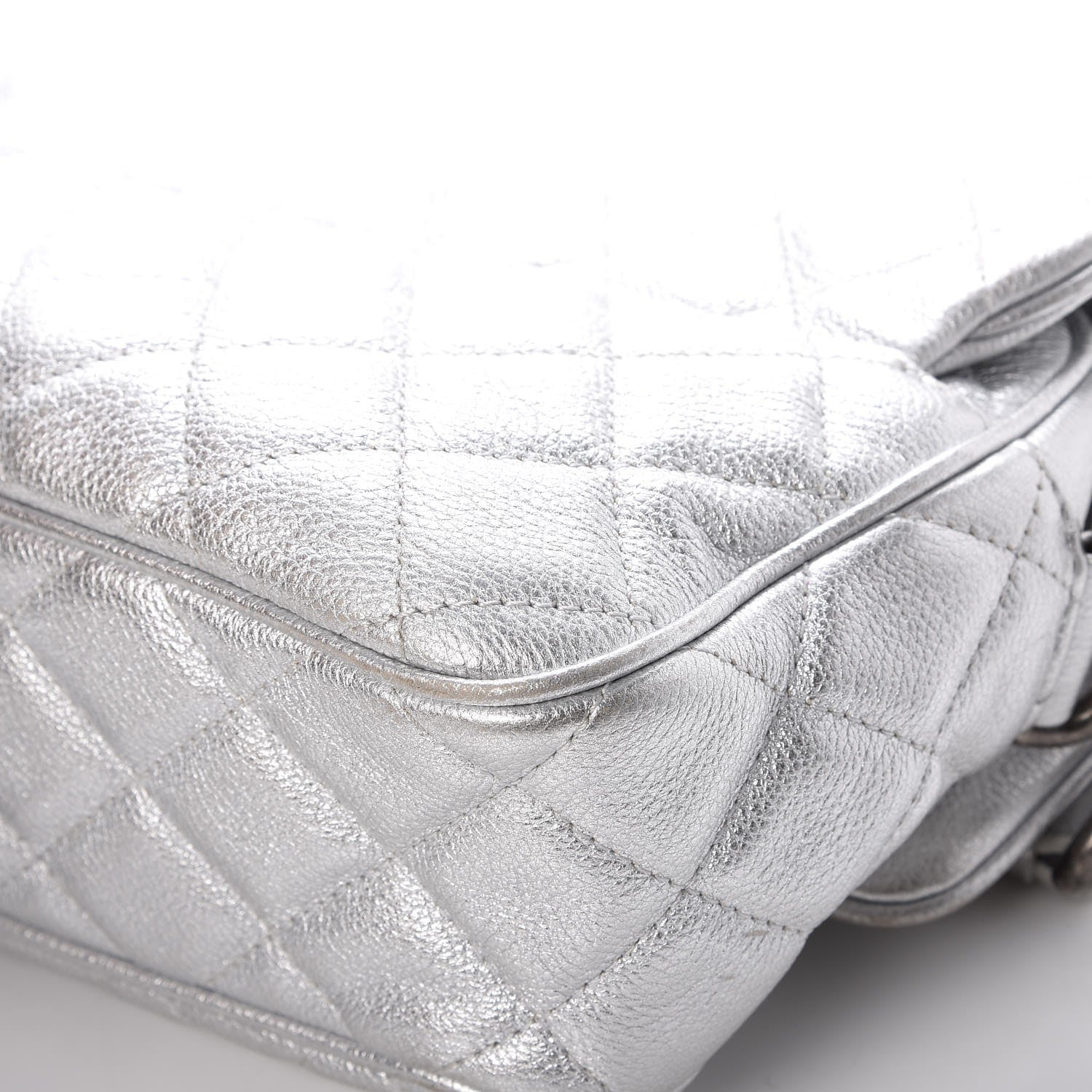 Chanel Metallic Calfskin Quilted Medium Casual Rock Flap Silver 13 of 15