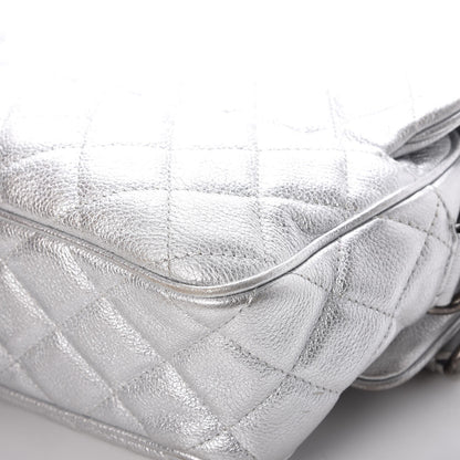 Chanel Metallic Calfskin Quilted Medium Casual Rock Flap Silver 13 of 15
