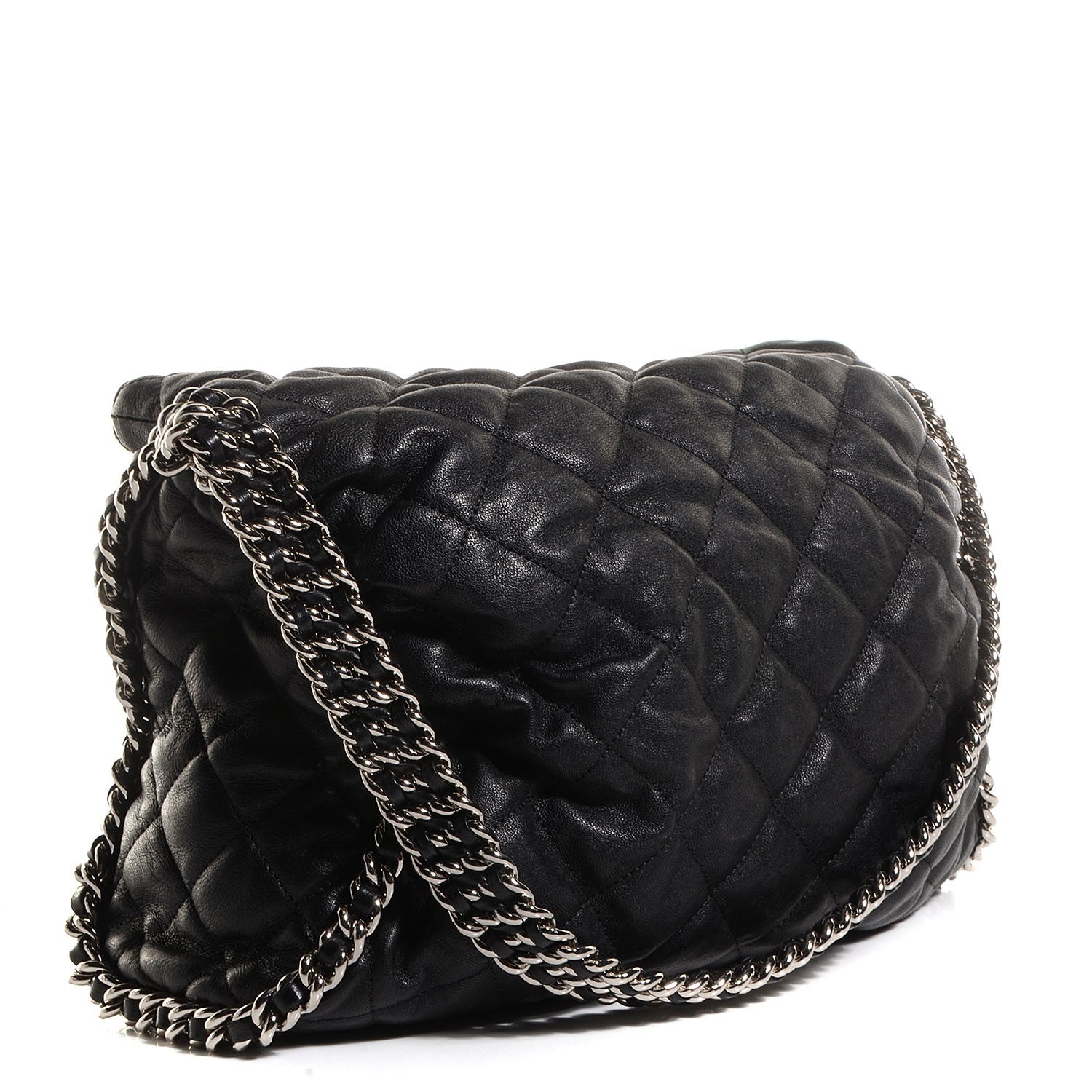 Chanel Washed Lambskin Chain Around Hobo Black 3 of 7