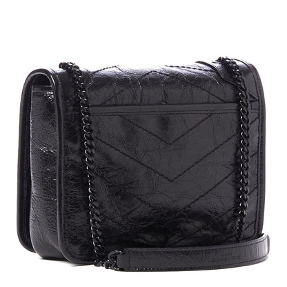 Saint Laurent Crinkled Calfskin Matelasse Monogram Niki Chain Wallet Black 3 of 9