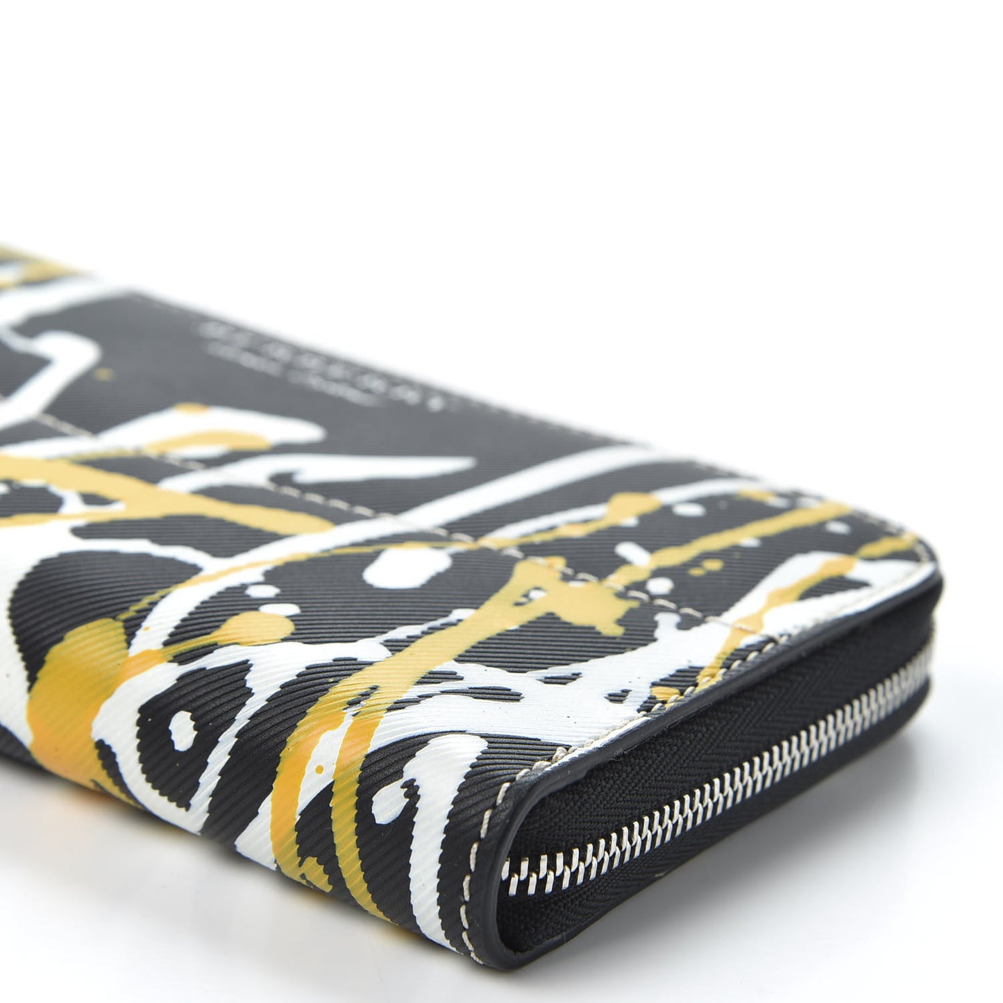 Trench Calfskin Splash Print Zip Around Wallet Black