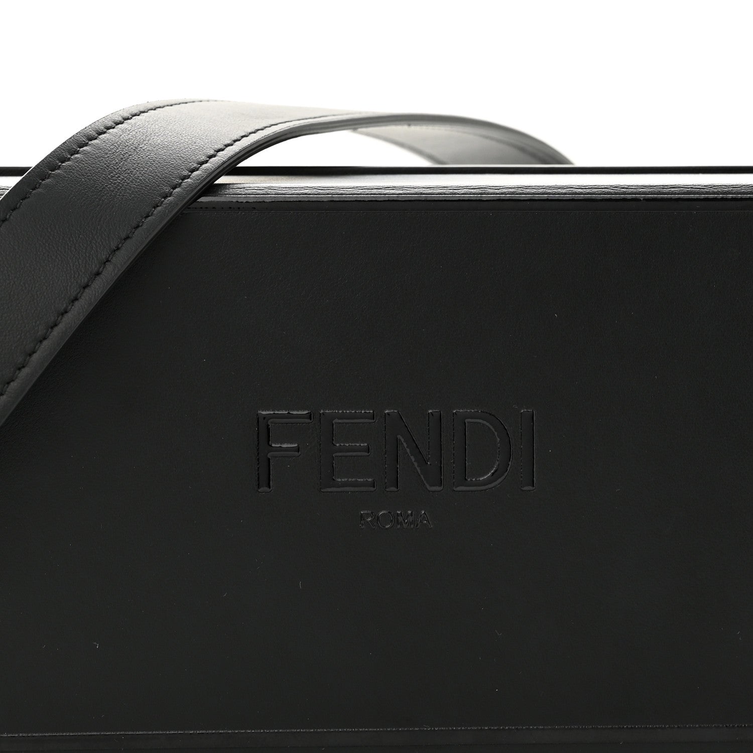 Fendi Vitello Grace Light Logo Horizontal Box Crossbody Bag Black 9 of 11