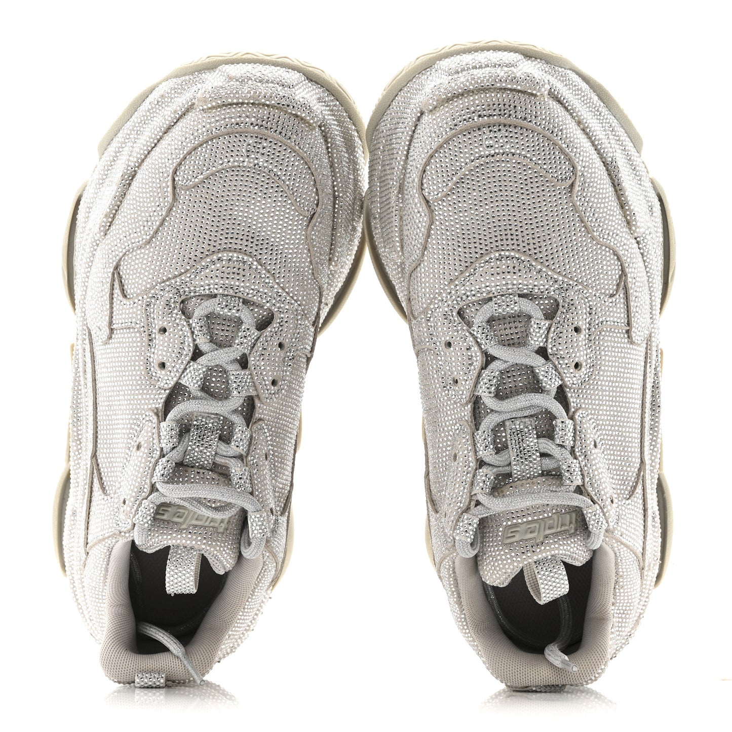 Microfiber Strass Embellished Womens Triple S Sneakers 39 Light Grey
