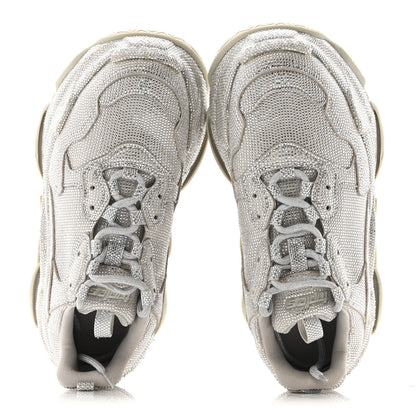Balenciaga Microfiber Strass Embellished Womens Triple S Sneakers 39 Light Grey 5 of 14