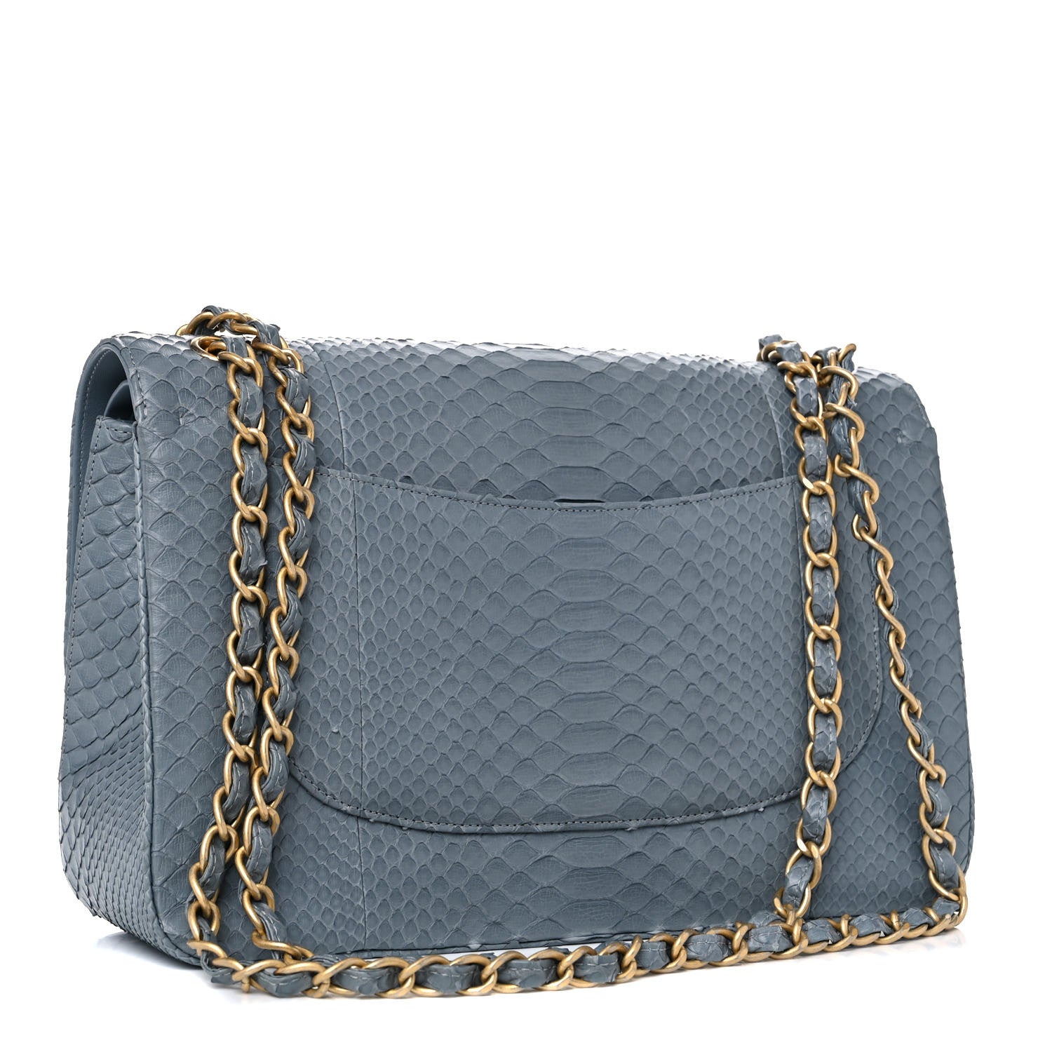 Chanel Python Jumbo Double Flap Light Blue 3 of 16