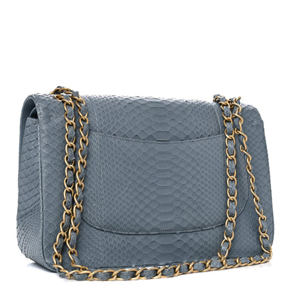 Chanel Python Jumbo Double Flap Light Blue 3 of 16