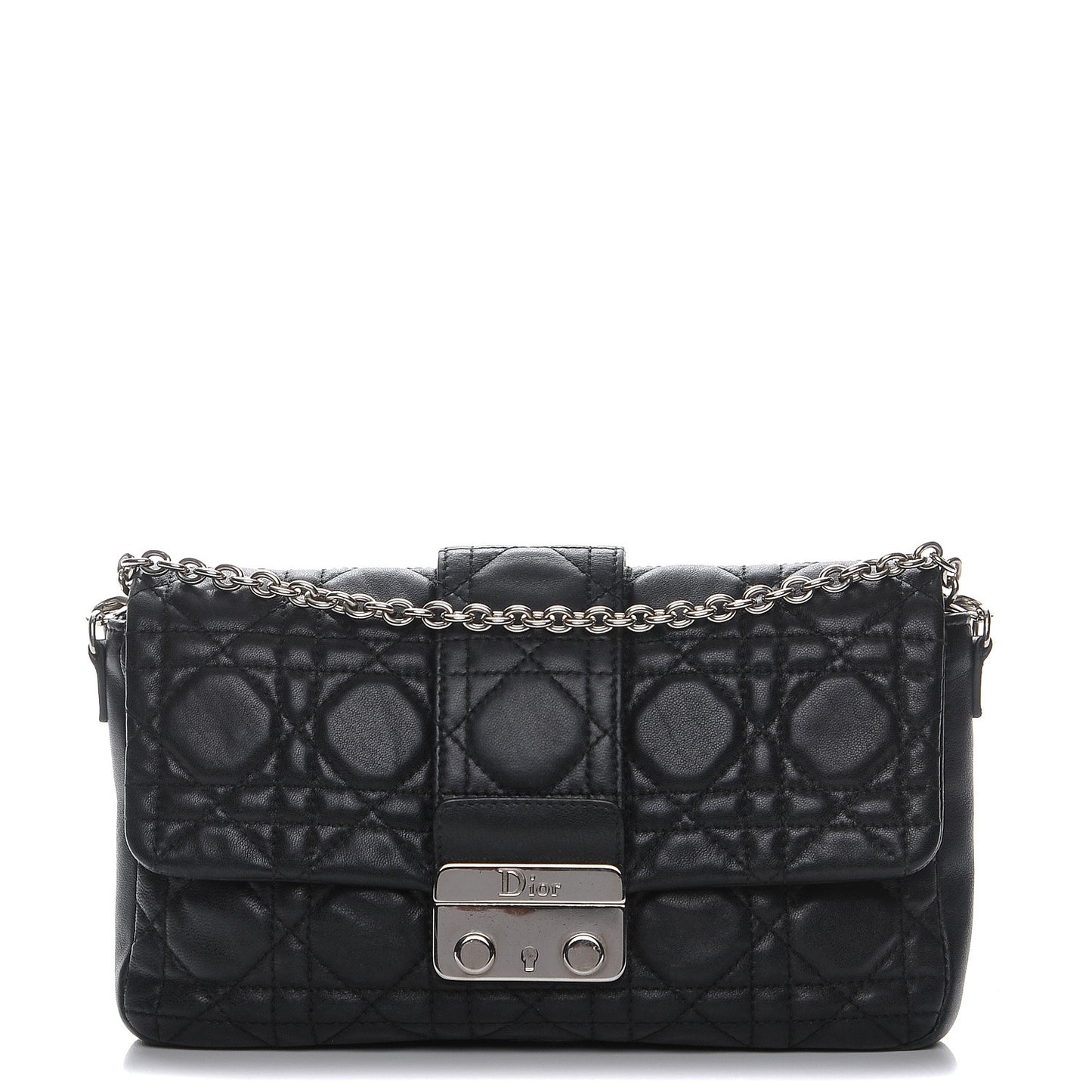 Lambskin Cannage New Lock Pouch Black