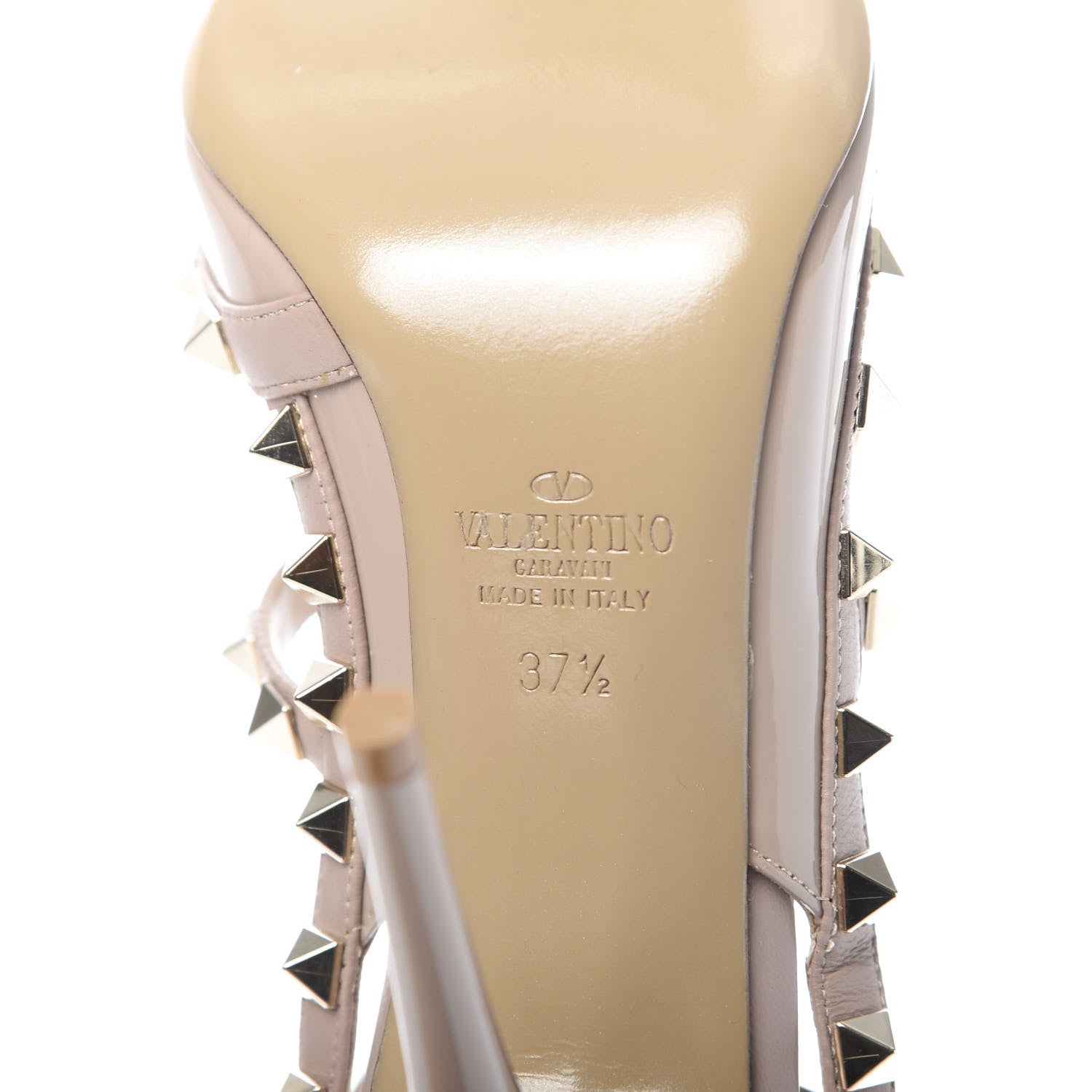 Valentino Garavani Patent Rockstud Ankle Strap Pumps 37.5 Poudre 7 of 10