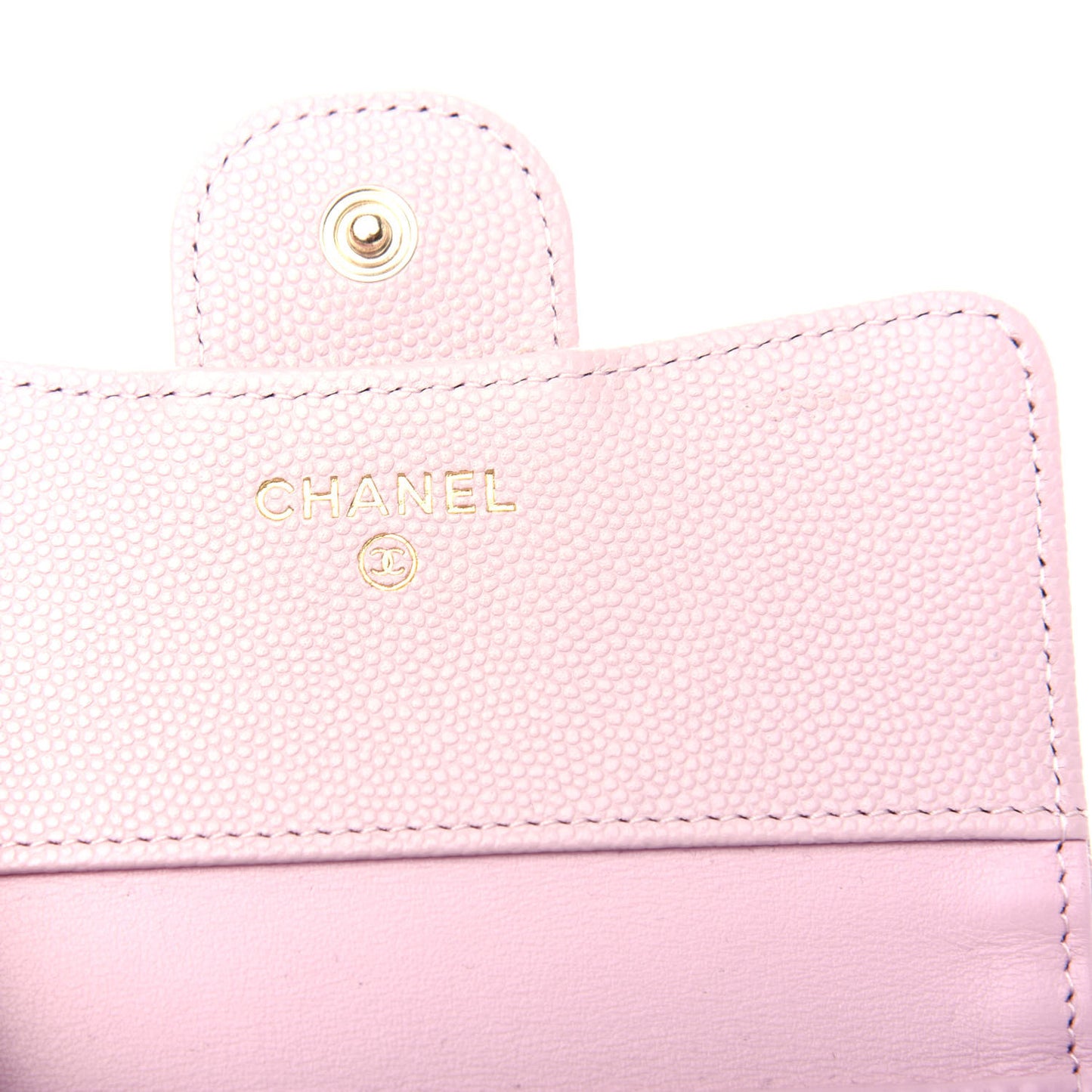 Caviar Quilted Compact Flap Wallet Light Pink