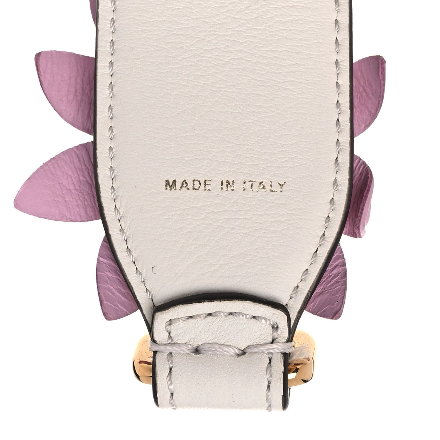Fendi Calfskin Studded Floral Strap You White Lavender Peony 4 of 8