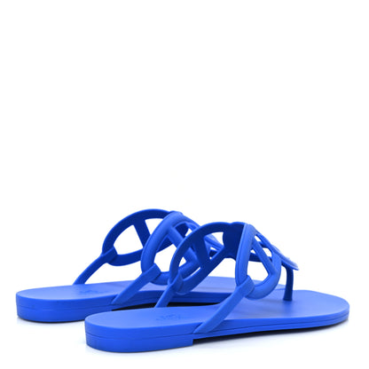 Hermes Rubber Womens Egerie Sandals  37 Bleu Outremer 4 of 9