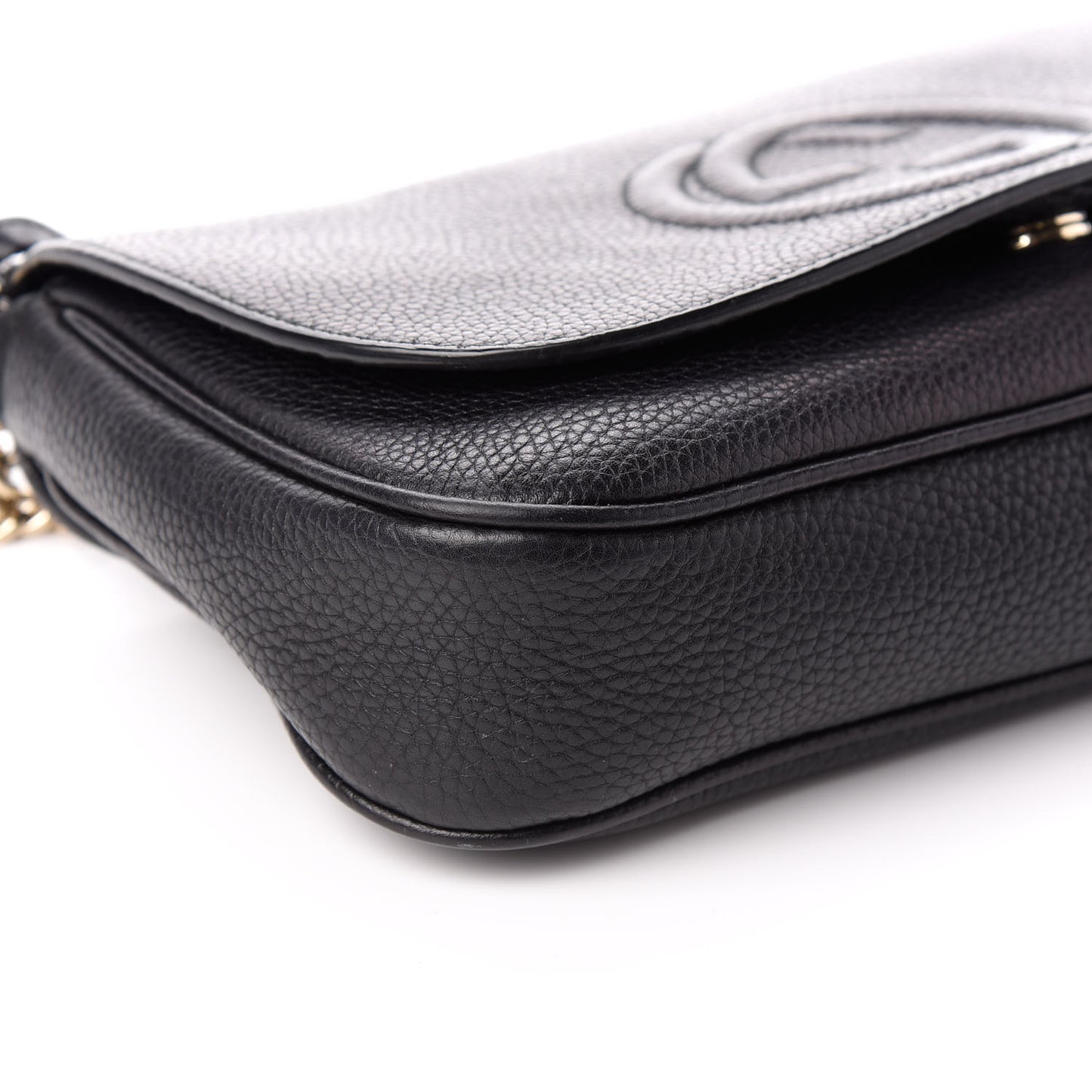 Pebbled Calfskin Medium Soho Flap Crossbody Black