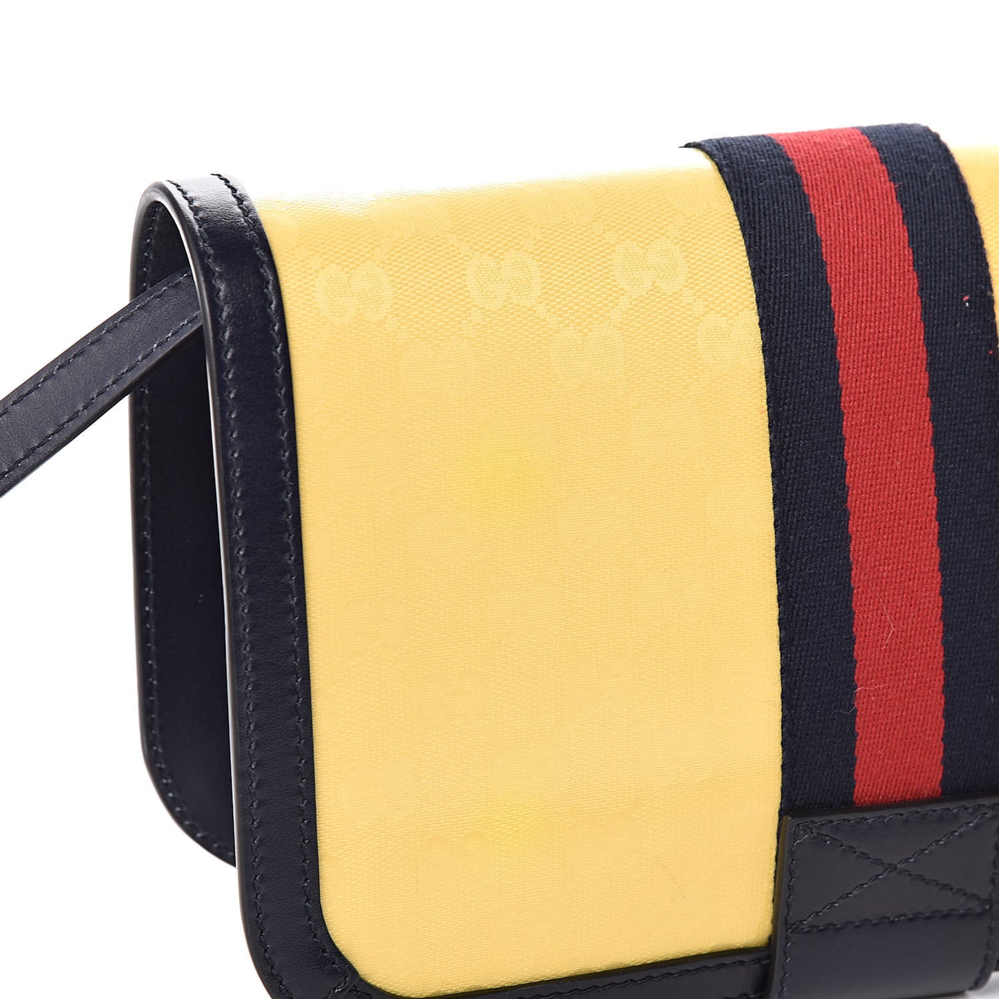 Crystal Monogram Plutone Calfskin Web Ophidia Flap Messenger Bag Straw Yellow Blue