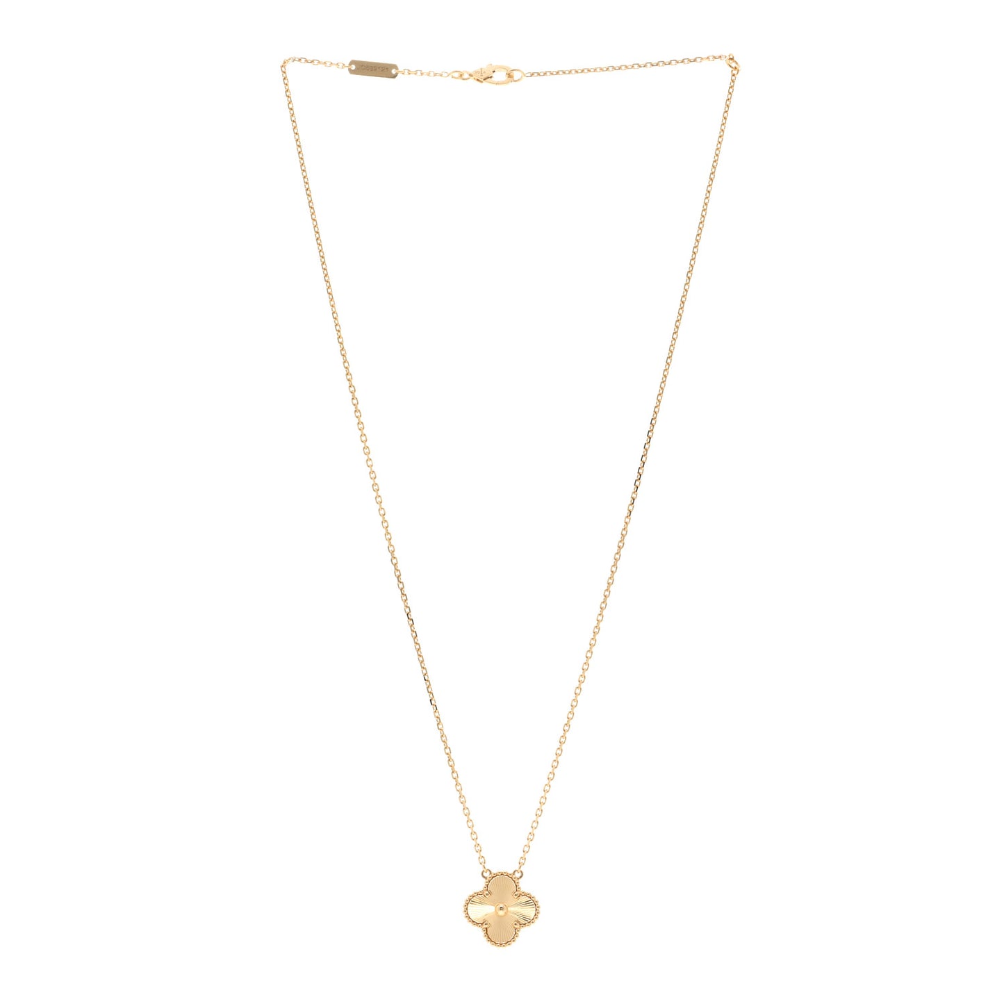 18K Yellow Gold Guilloche Vintage Alhambra Pendant Necklace