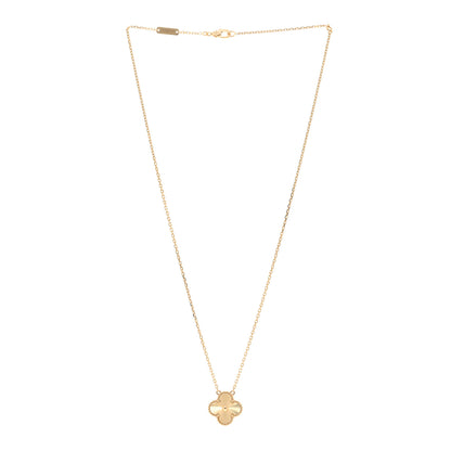 Van Cleef & Arpels 18K Yellow Gold Guilloche Vintage Alhambra Pendant Necklace 3 of 6