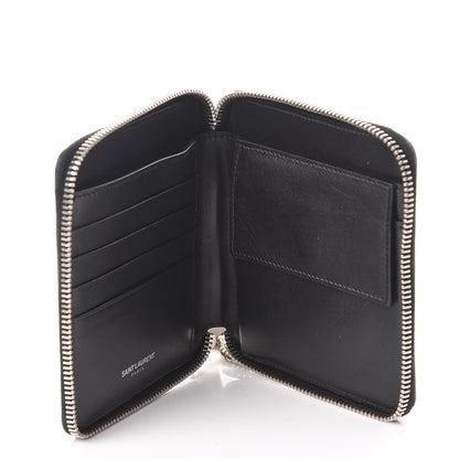 Saint Laurent Mens Calfskin Compact Chain Zip Around Wallet Black 5 of 13