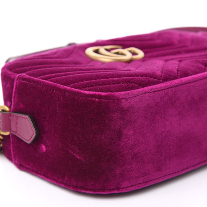 Gucci Velvet Matelasse Small GG Marmont Chain Shoulder Bag Fuchsia Violet Cyclamen 8 of 9