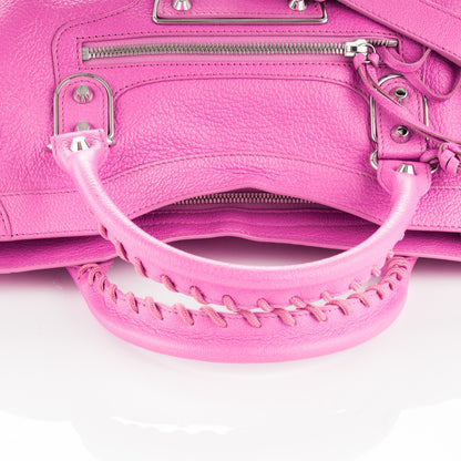 Balenciaga Chevre Silver Metallic Edge Hardware City Rose Fluo 5 of 8