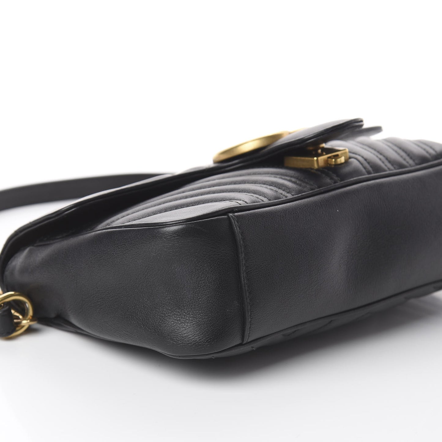 Calfskin Matelasse Small GG Marmont Shoulder Bag Black
