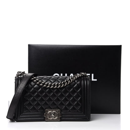Chanel Lambskin Quilted Medium Boy Flap Black 14 of 14