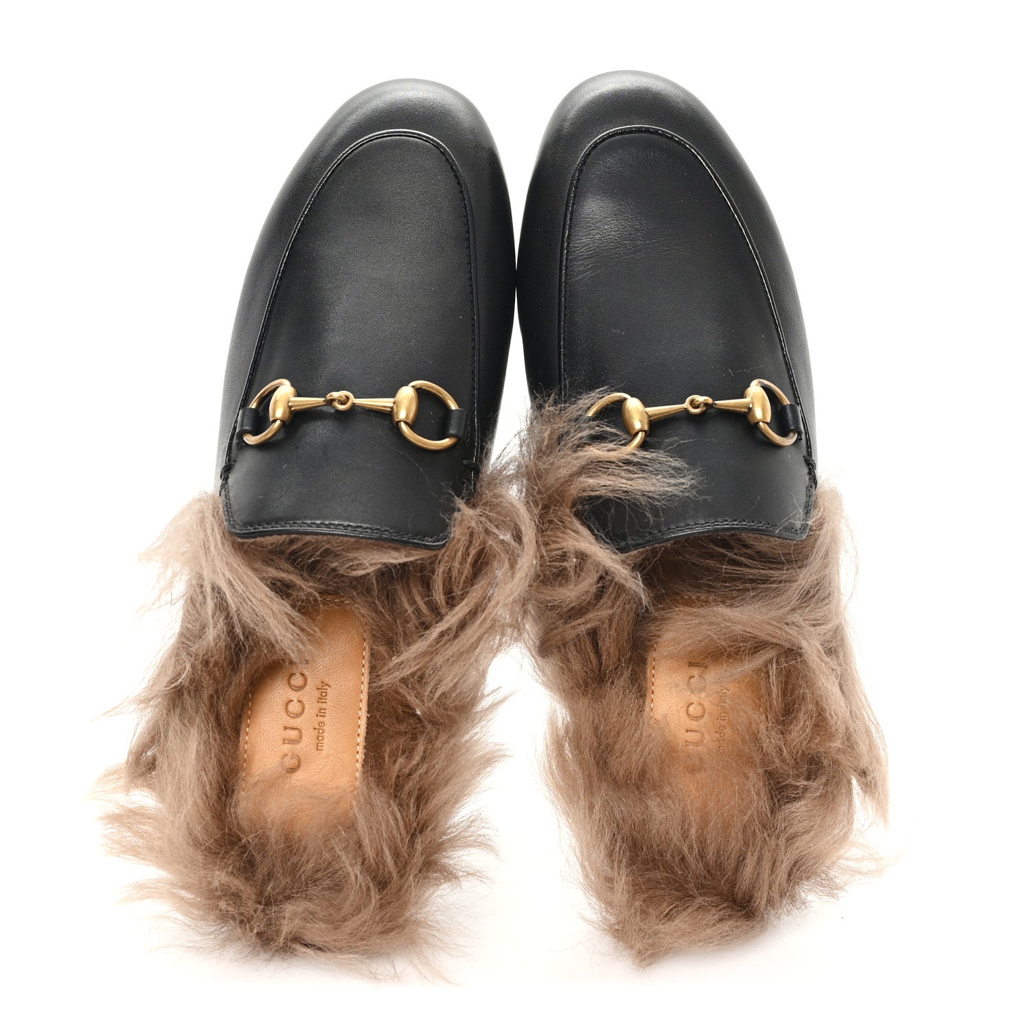 Gucci Calfskin Fur Womens Princetown Slippers 35 Black 2 of 8