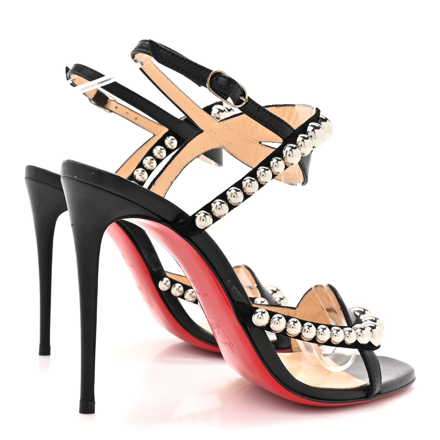 Shiny Nappa Suede Galeria 100 Sandals 36 Black Silver