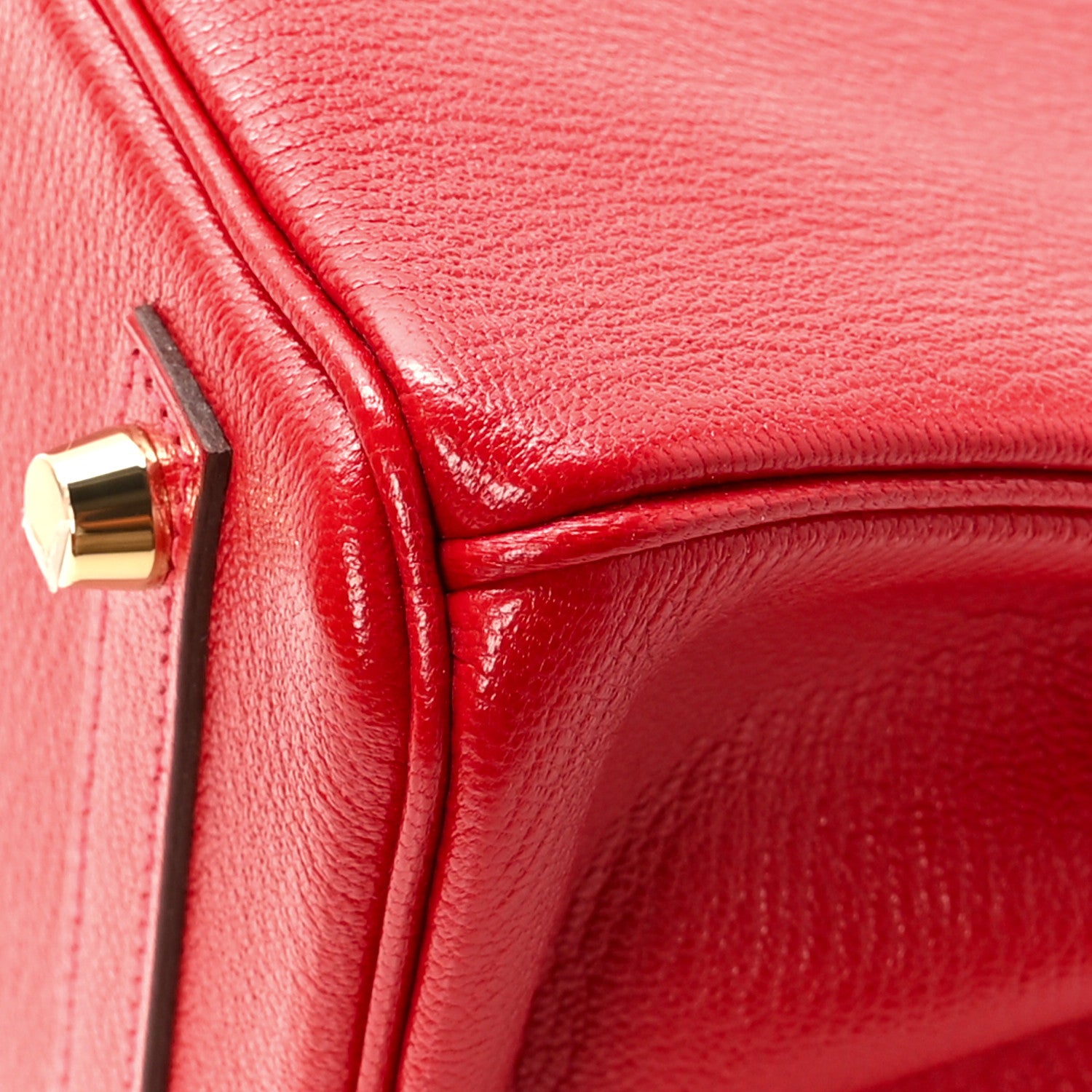 Hermes Chevre Mysore Horseshoe Birkin 25 Rouge Casaque Capucine 12 of 12